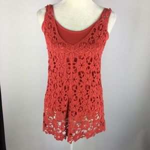 Artisan NY Crochet Over Cami Boho Blouse Small